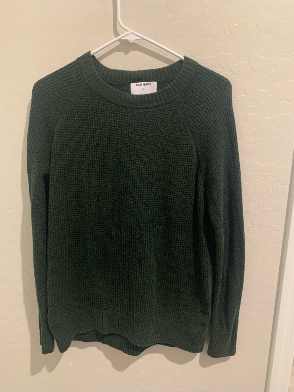 Old Navy Dark Forest Green Waffle Knit Crewneck Sweater